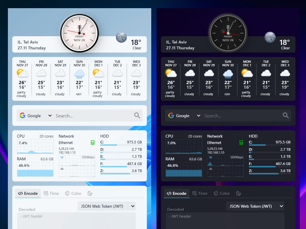 Desktop Dev Widgets